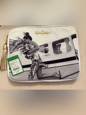 Lilly Pulitzer Clutch Vintage Photo Photographic Cosmetic Pouch New Gold Tassel
